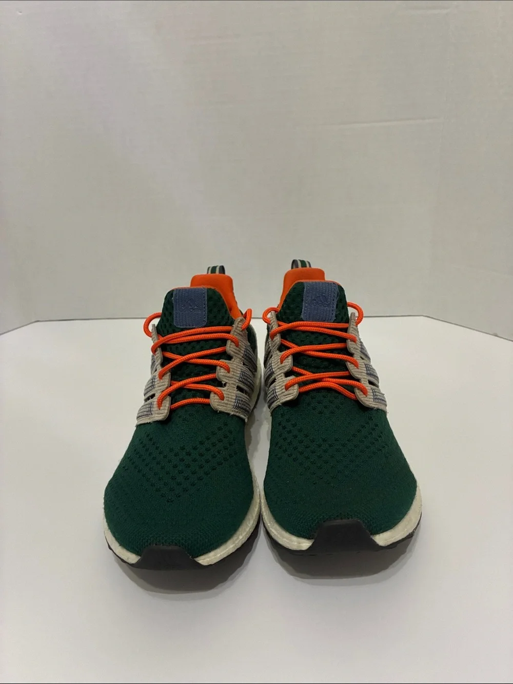 adidas Men's Green Knit Runners with Orange Laces